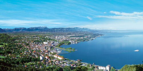 Panorama von der Bregenzer Bucht am Bodensee